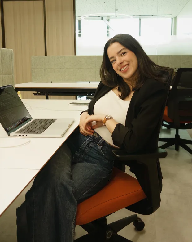 Beyza at her desk